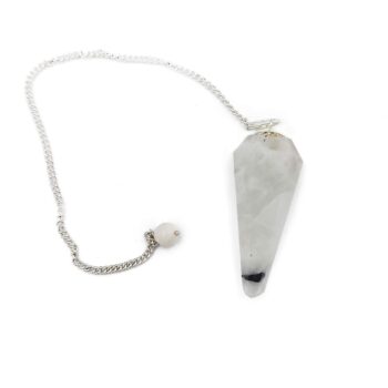 Wahadełko - Kamień Księżycowy Tęczowy - Biały